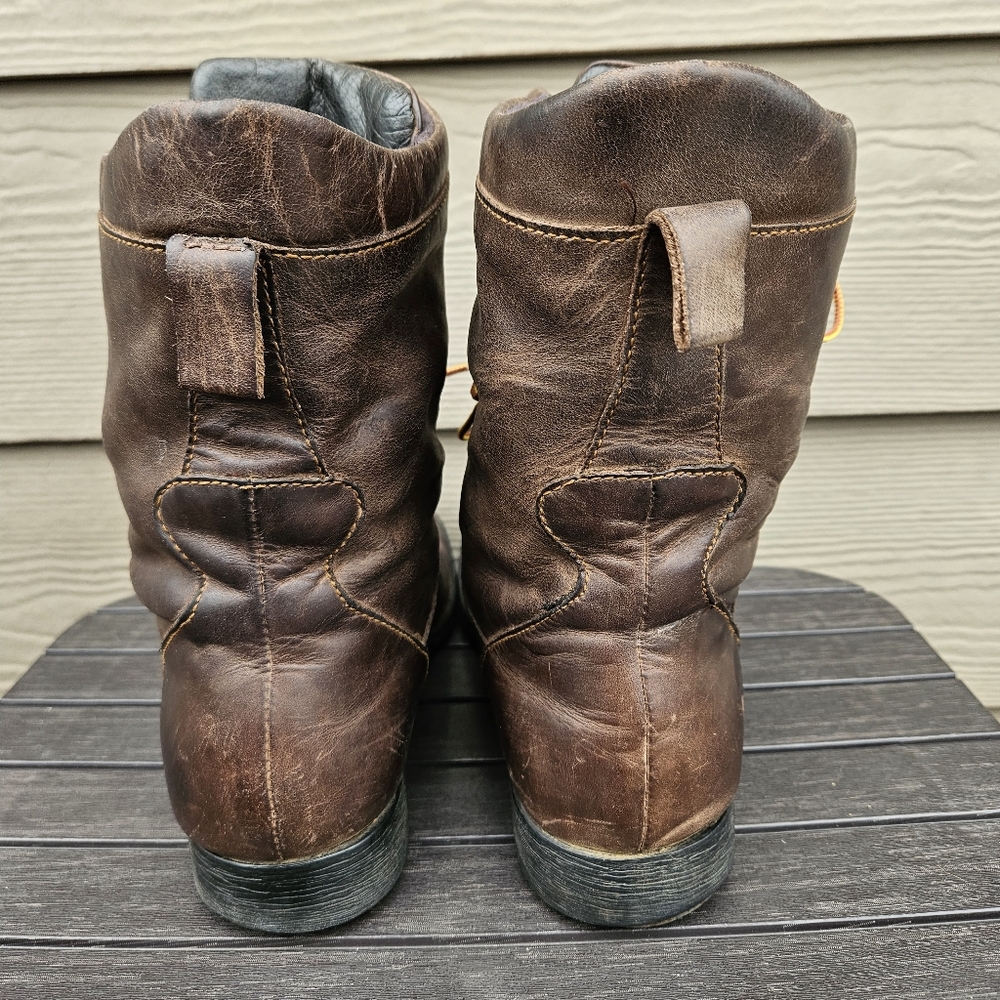 Born Brown Leather Equestrian Riding Boots Shoes Lace Up Heel Saver Women Size 8 - Picture 9 of 16